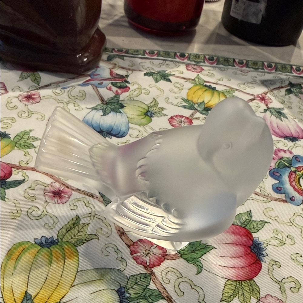 Lalique Frosted Glass Bird Sculpture